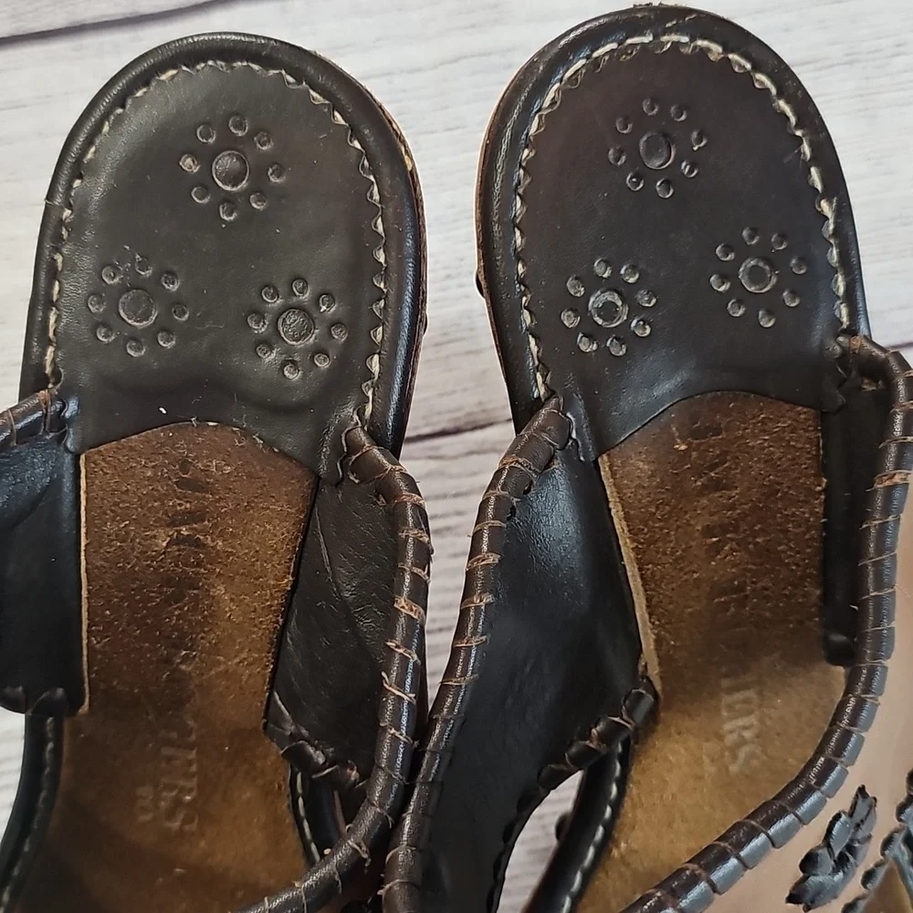 Jack Rogers 7/7.5 Tan Leather Platform Sandals